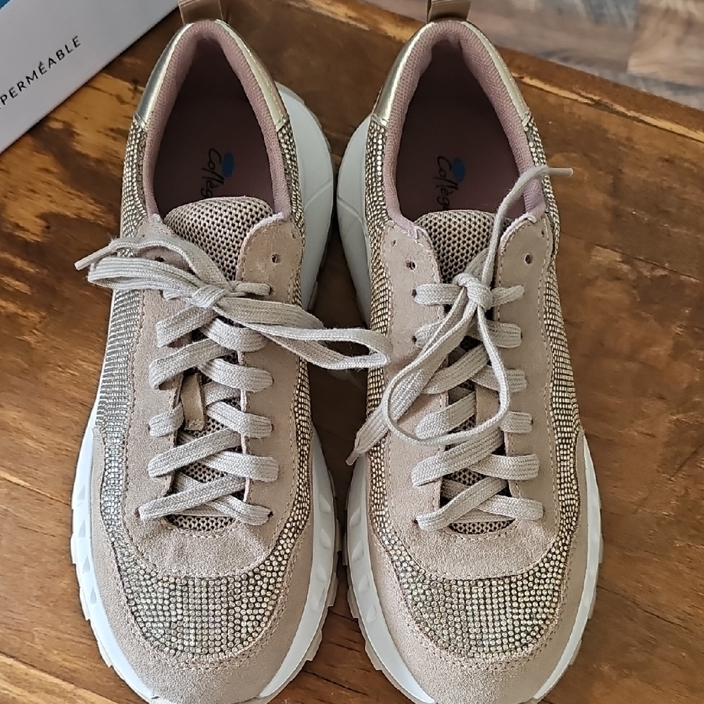 Aqua College Luster Taupe Waterproof Lace-Up Sneaker - Size 8.5